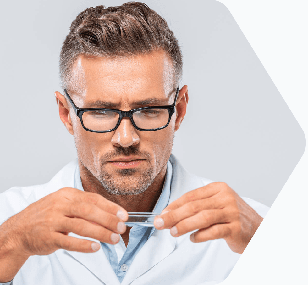 Scientist holding a sample